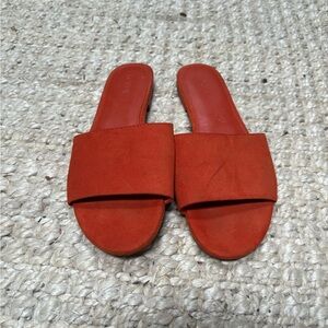 J. Crew Women's red Orange suede Slide Sandals 8